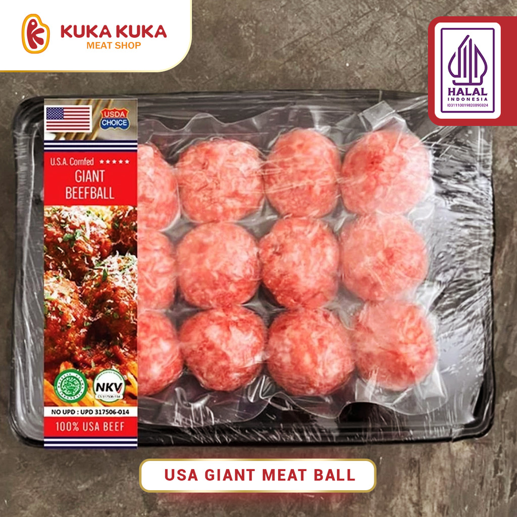 

USA Giant Meat Ball Premium Quality Halal / Bakso Sapi Giling Halal isi 12pcs