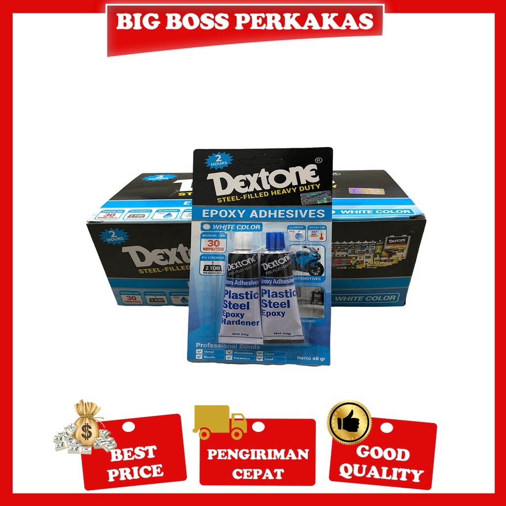 

DEXTONE LEM EPOXY ADHESIVES WHITE COLOR /PUTIH 2 HOURS /2 JAM 48GRAM