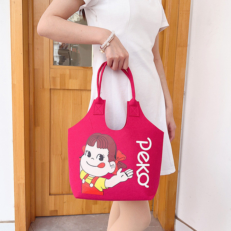 Tas Tenteng Atau Tas Jinjing Karakter Peko Felt Tebal 24x10x21 Korean Style