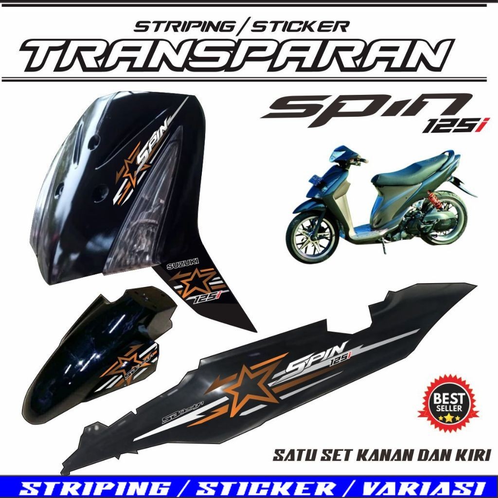 POLET TERLARIS Striping Transparan Motor Spin 2009 Sticker Bintang Keren