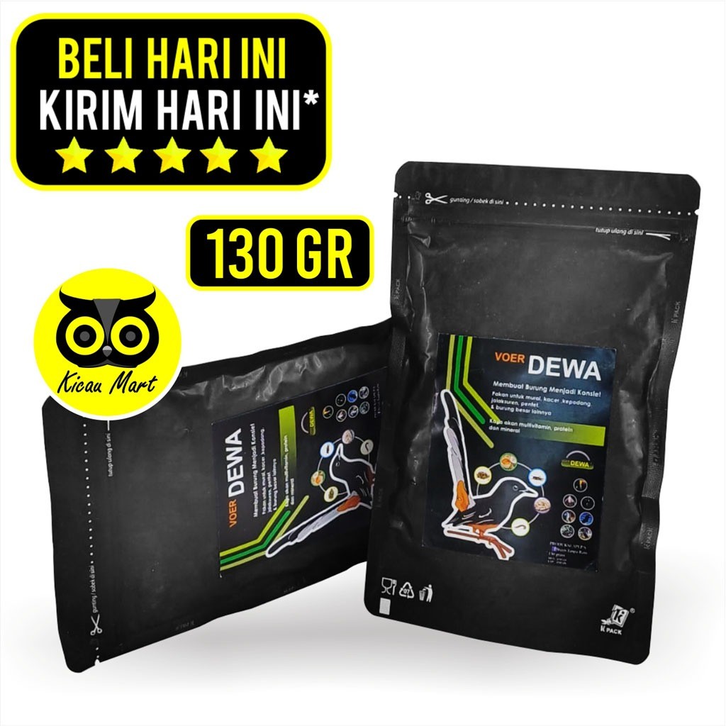 KICAU MART Voer Dewa Pur Kasar 130gr Pakan Penggacor Gacor Burung Kacer Murai Pentet Jalak Suren Ani