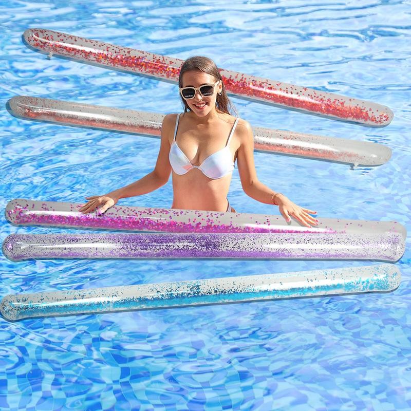 Inflatable Swim Float Pool Noodle With Coloured Glitter Water Floating Noodle Floaties Inflatable Po