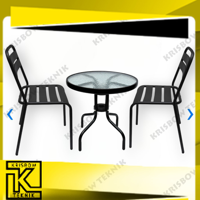 Soleil Meja Kursi Cafe Wicker Meja Taman Teras Set Besi Krisbow - Meja