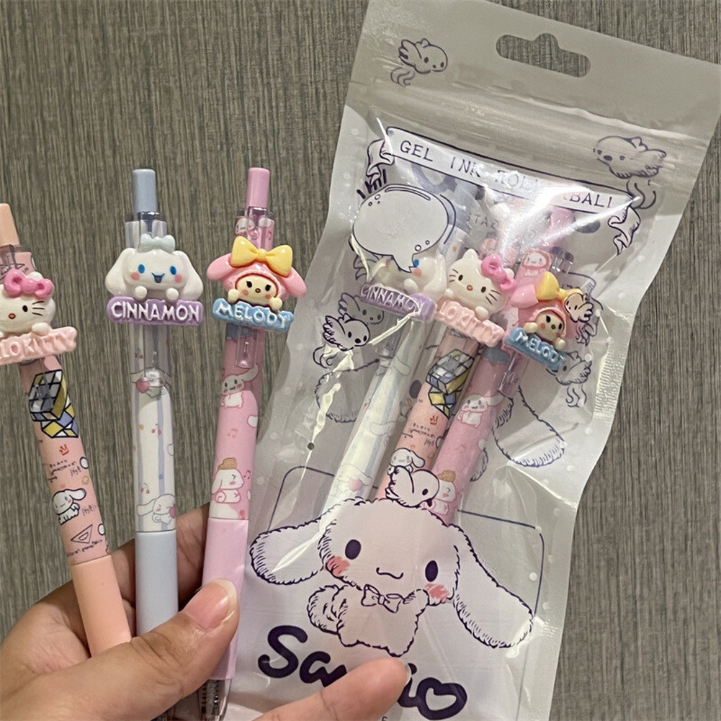 

[doodledreams] Pulpen Gel Lucu SET 3 IN 1 / Press Pen / Puplen Tinta Hitam / Bolpen Tinta / Alat Tulis Sekolah