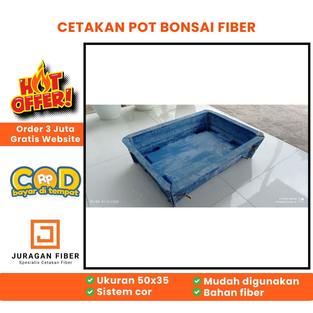 cetakan pot bonsai 50x35 | cetakan pot fiber | cetakan pot bonsai fiber