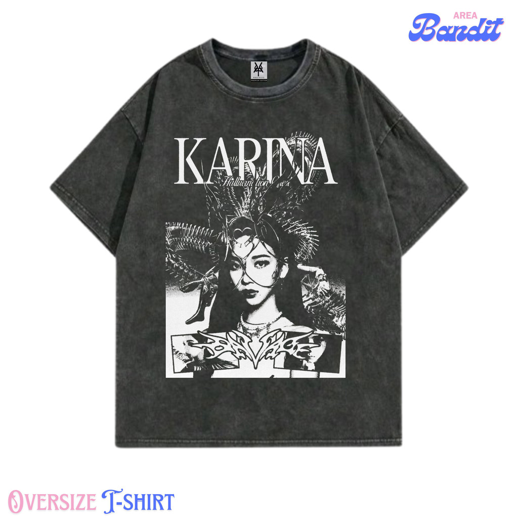 Bandit Area "kaos karina aespa savage" Oversized T-shirt washing washed
