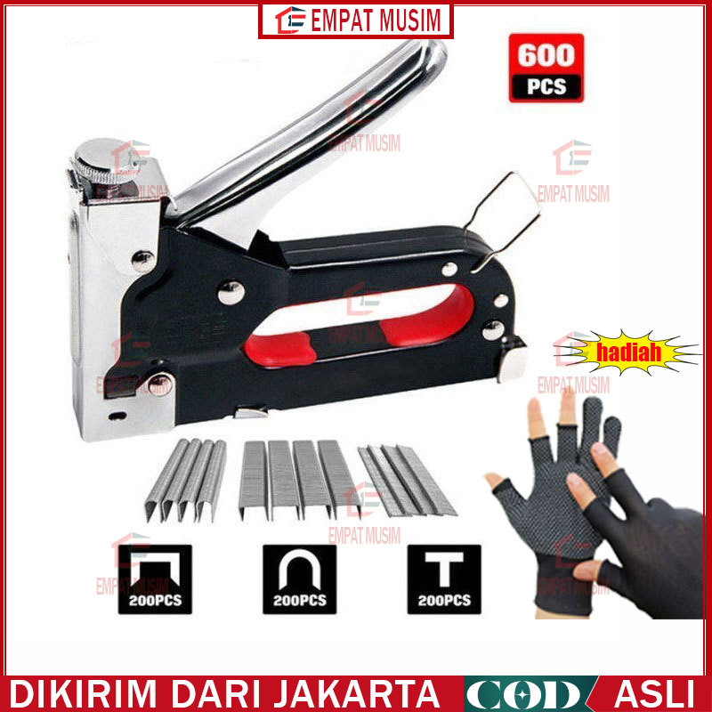 

Staple Gun/Staples Tembak 3 in 1 Chromium molybdenum Bisa 3 Jenis Staples EDL1313 /Alat Perkakas Staple Gun 3 in 1 Way Heavy Duty Staples Tembak hekter jok / Gratis 600 paku 3 In 1 Pistol Kuku Pistol Stapler Konstruksi Konstruksi Furnitur DIY Pelapis