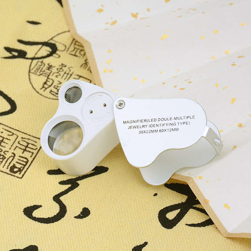 Lup Kaca Pembesar Lipat Kaca Pembesar Perhiasan 30X / 60X Microscope Magnifying glass