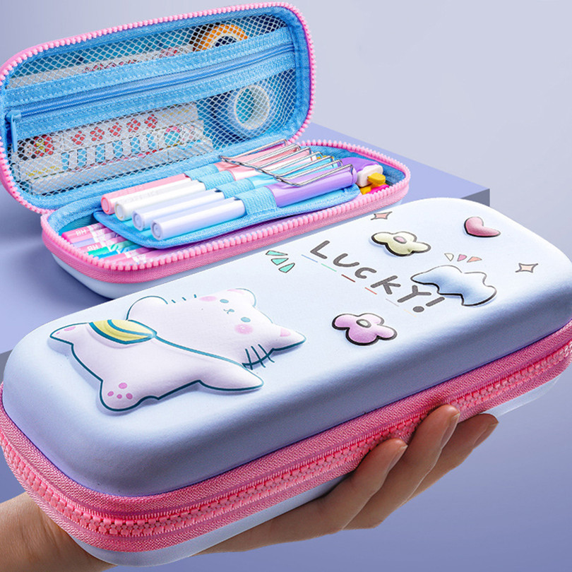 

Cat Pencil Case Kawaii Stationery Pencils Case Estuches Escolar 3D Cute Pencilcase Pen Box Kalemlik School Supplies Pencil Box