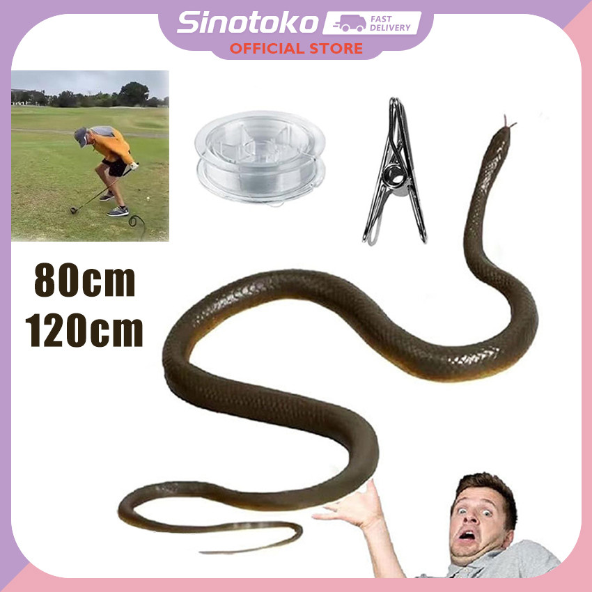 Ular Karet Palsu 80/ 120cm Mirip Asli, Mainan Prank Seru untuk Halloween