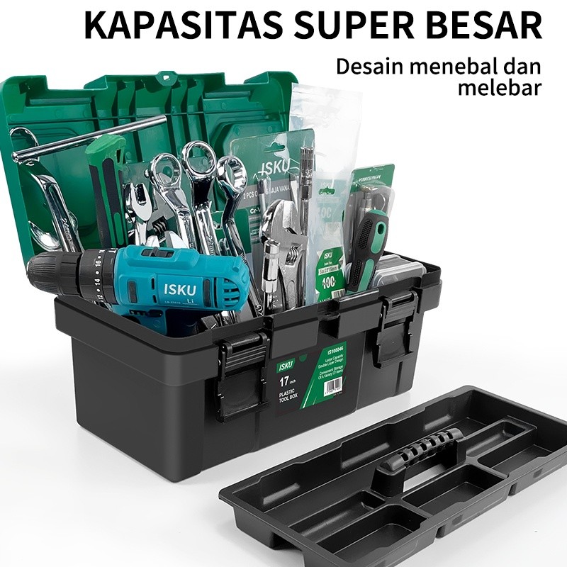 TERSEDIA JEGU Tool Box 15-20 Inch Plastik Bahan PP Tools Box Kotak Peralatan /Tool Box 2