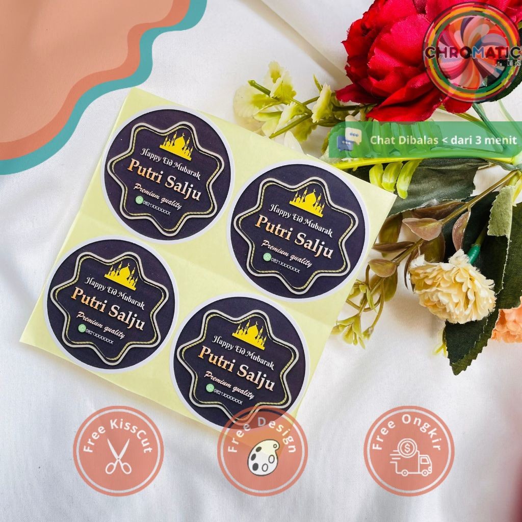 

chromatic Cetak Sticker Label Toples Kue Kering Lebaran Stiker Hampers Cookies Idul Fitri Bulat