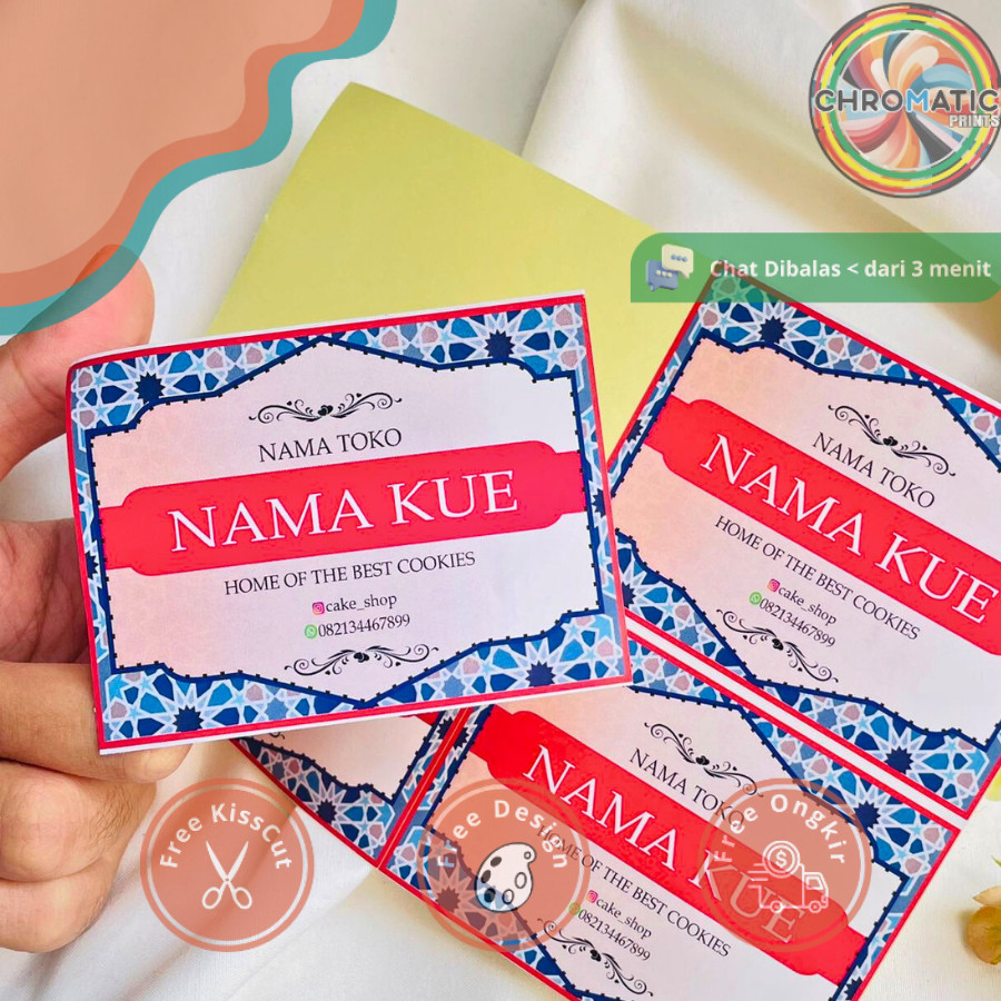 

chromatic Sticker Label Idul Fitri - Sticker Toples Kue Kering - Stiker Persegi Panjang bahan chromo