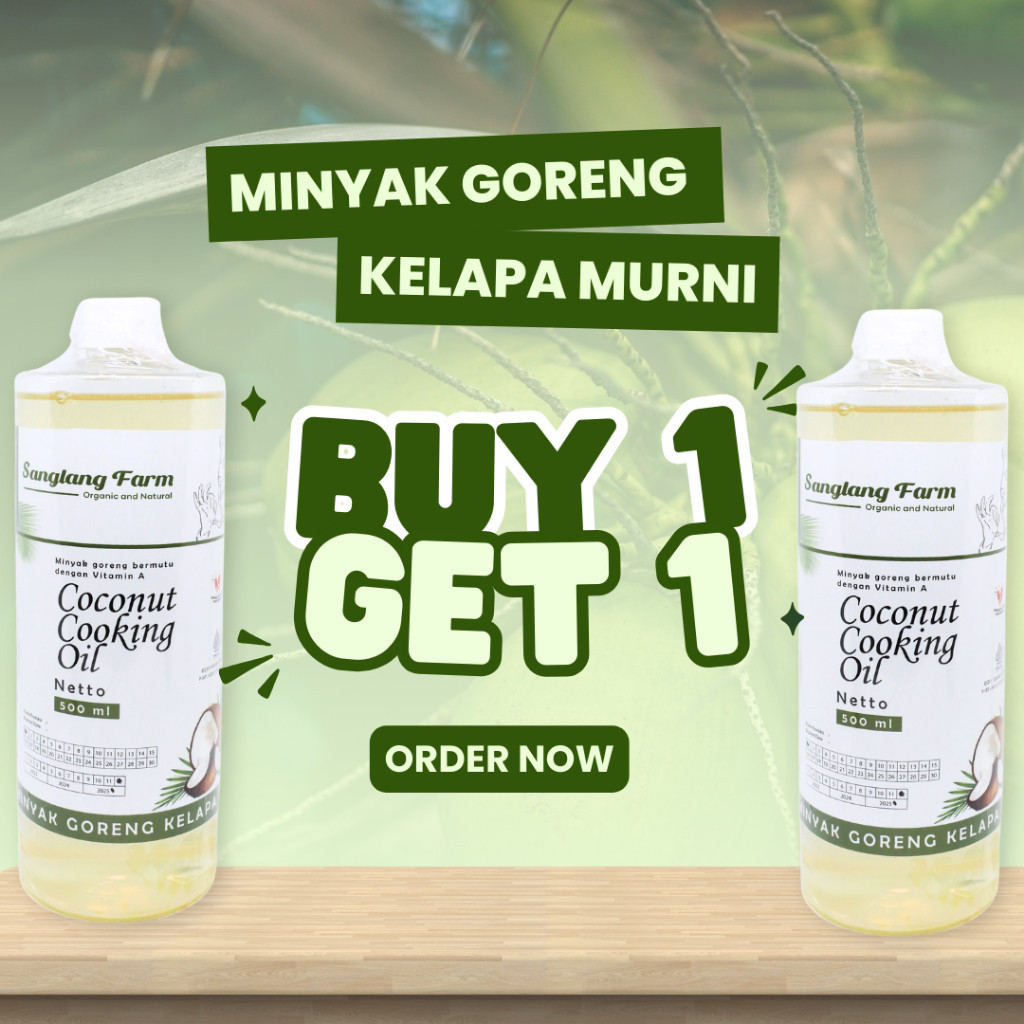 

Minyak Goreng Kelapa Murni Premium Sanglang Farm Coconut Cooking Oil (CCO) klentik 500 ml