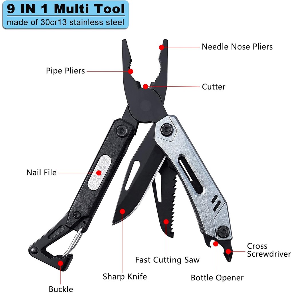 

Tang Multifungsi Pisau Obeng Portable EDC Multitools 9in1