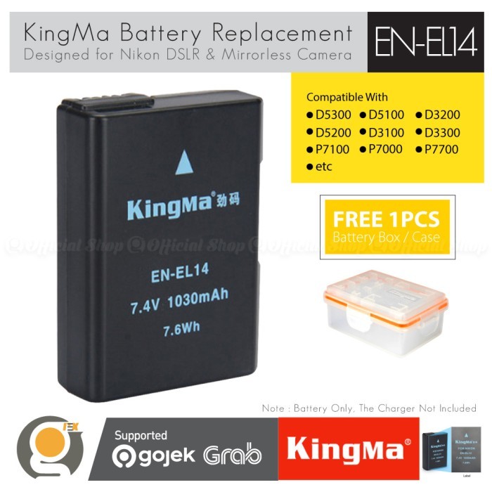 KingMa Baterai EN-EL14 Battery for D3300 D3200 D5100 D5500 D5600 Ni Kon