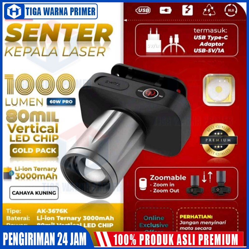 AOKI SENTER KEPALA LED ZOOM AK-3685A & AK-3686K 60W / CAHAYA SUPER TERANG / JARAK JAUH LASER / @AOKI