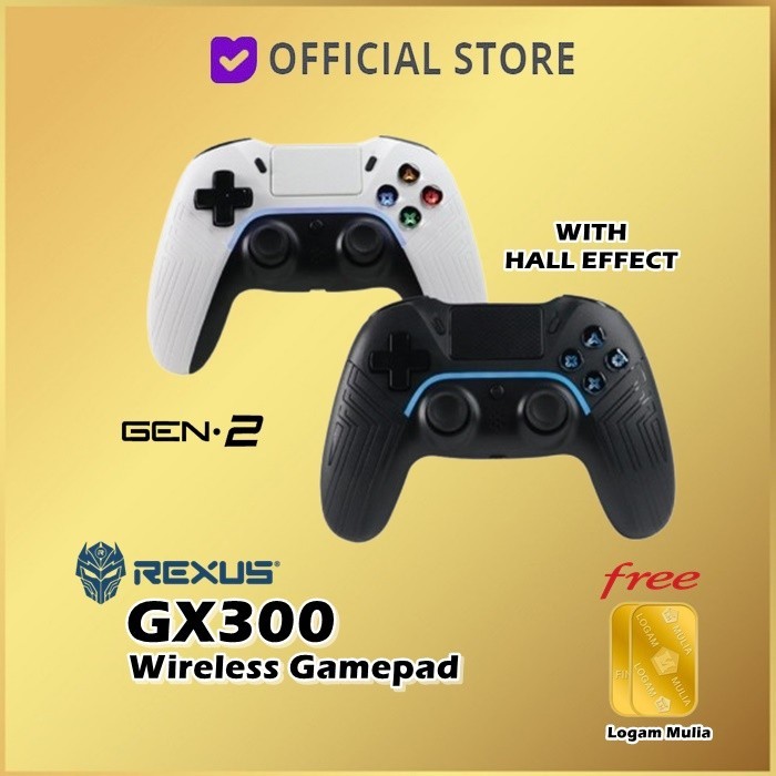 Rexus GX300 Dual Mode Wireless Bluetooh Gamepad Joystick GX 300 - GX300 V2 Blk