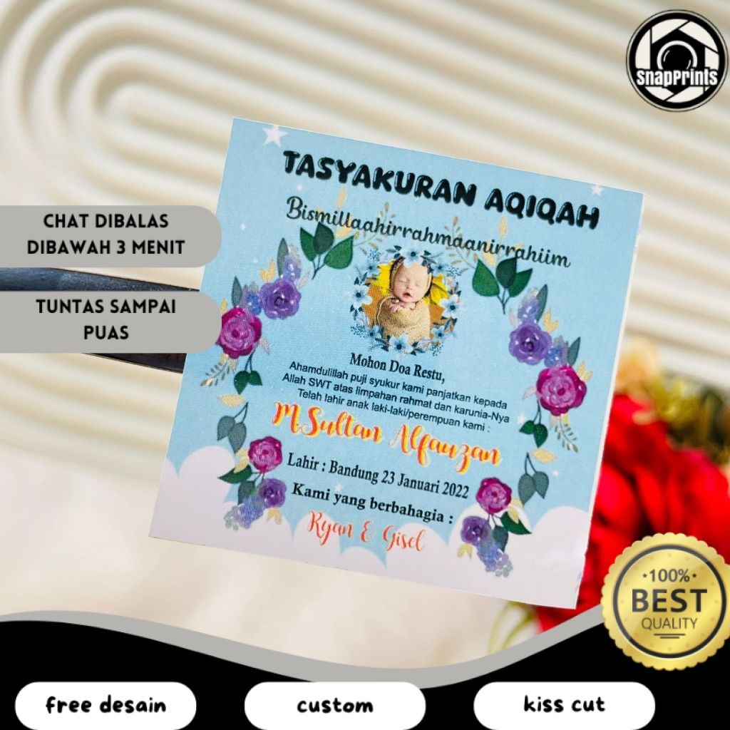 

SP Print Stiker Tasyakuran Aqiqah Bayi Sticker Syukuran Aqiqah Anak Bentuk Kotak Uk. Kecil