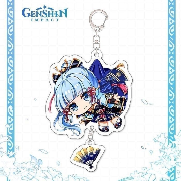 Genshin Impact Keychain Gantungan Kunci Akrilik Hutao Zhongli Raiden Bahan Tebal - Ayaka