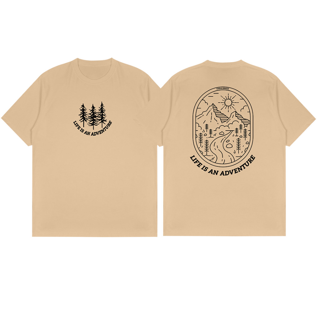 Kaos Distro Pria & Wanita Cotton Combad 30s Coklat Susu Live Is an Adventure