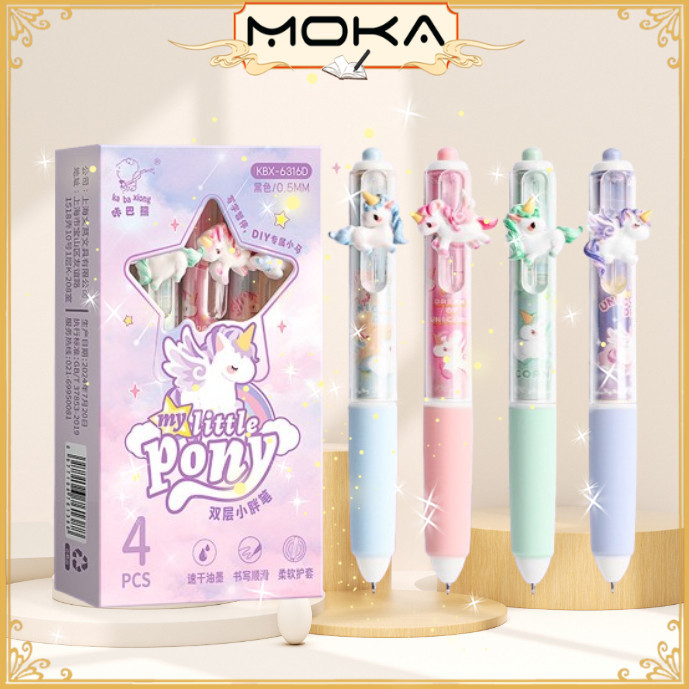 

MOKA PULPEN GEL MEKANIK DUA LAYER PEN MOTIF MY LITTLE PONY 3D AESTTHETIC COLOR TINTA HITAM MKP158