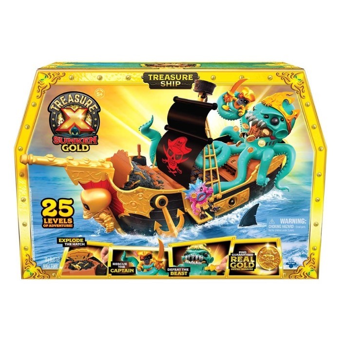 Treasure X Sunken Gold Treasure Ship Playset Mainan Action