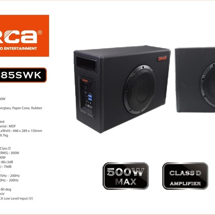 MS99 Subwoofer Aktif 8 inch ORCA RC-2485SWK Subwofer Active Mobil 8inch Basstube RC2485SWK RC 2485SW
