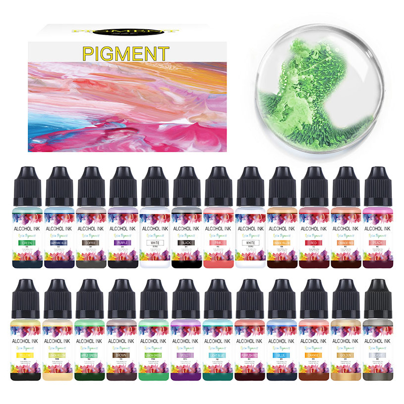 

22Color 10ML Resin Liquid Colorant Dye Art Ink Alcohol Resin Pigment Ink Diffusion For DIY Crystal Jewelry Making Pigment Crafts