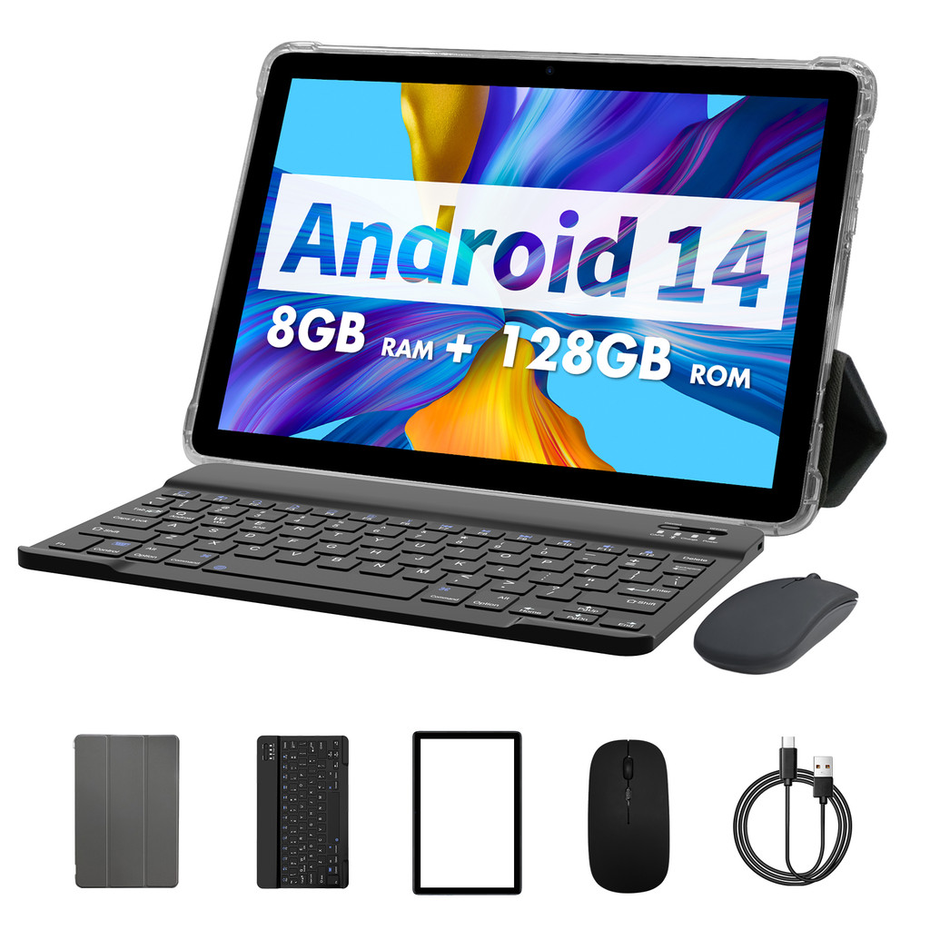 PRITOM TAB11 Android 14 Tablet 10 Inch, 8GB(4+4 Expand) RAM + 128GB ROM, Octa Core, 5G WiFi, with Ke