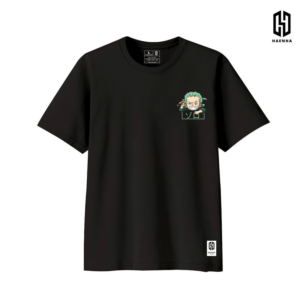 【COD】 HAENHA One Piece Series Zoro Luffy Sanji Baju Kaos Distro - T shirt Sablon Unisex Black White 