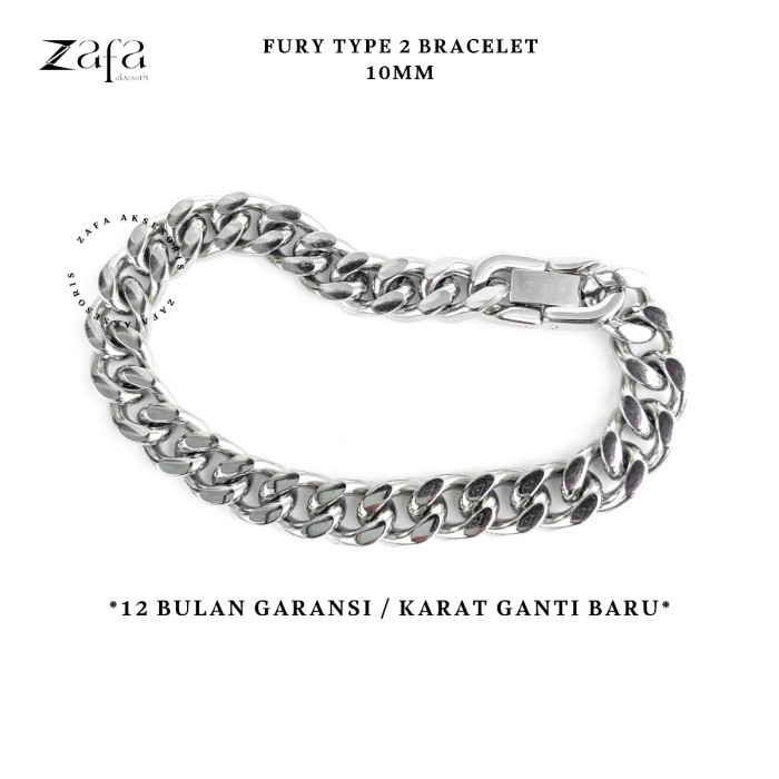 "VN.KIA" - DISKON Zafa Gelang Titanium Pria Wanita Rantai Anti Karat - Fury Type 2 - 22cm, 6mm