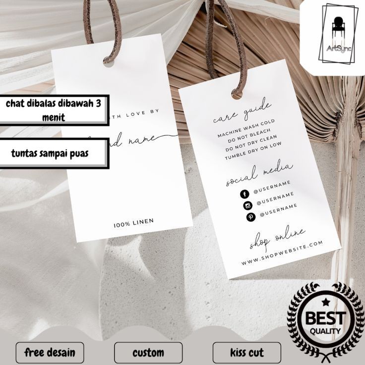 

Syncart 4 2-7 Hang Tag Custom Label Baju Hangtag Hijab Jilbab Pakaian Thrift Per A3 Free Desain