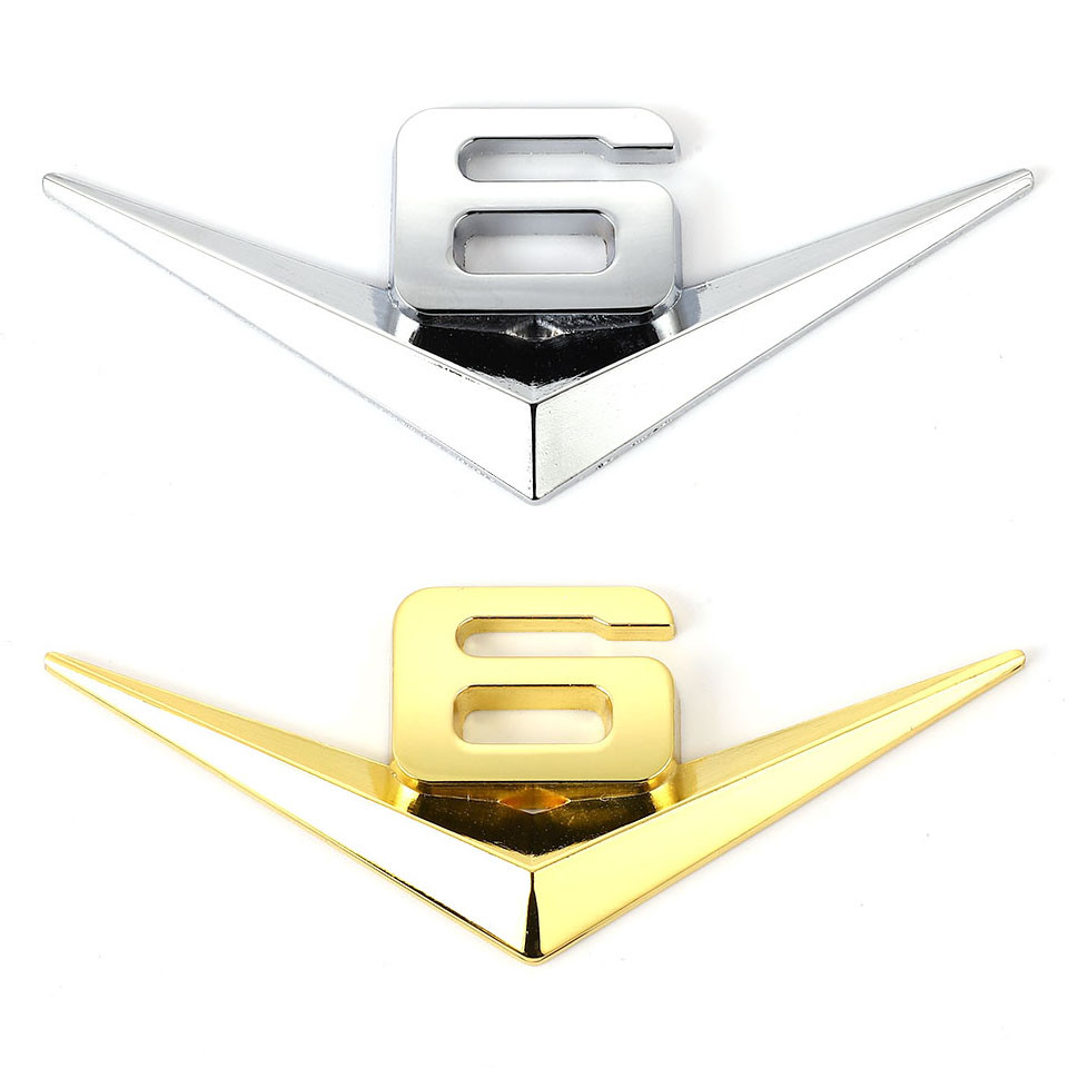 Car V6 V8 Logo Sticker Emblem Auto Badge Decal for Mercedes BMW Audi Ford Fiesta Mustang Ranger Niss