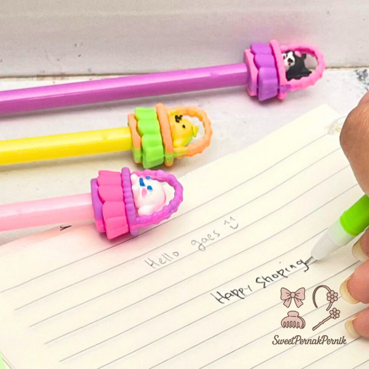 

Pulpen Gel Karakter Keranjang Sanrio Premium Kuromi Cinnamoroll Melody Lucu Unik Imut