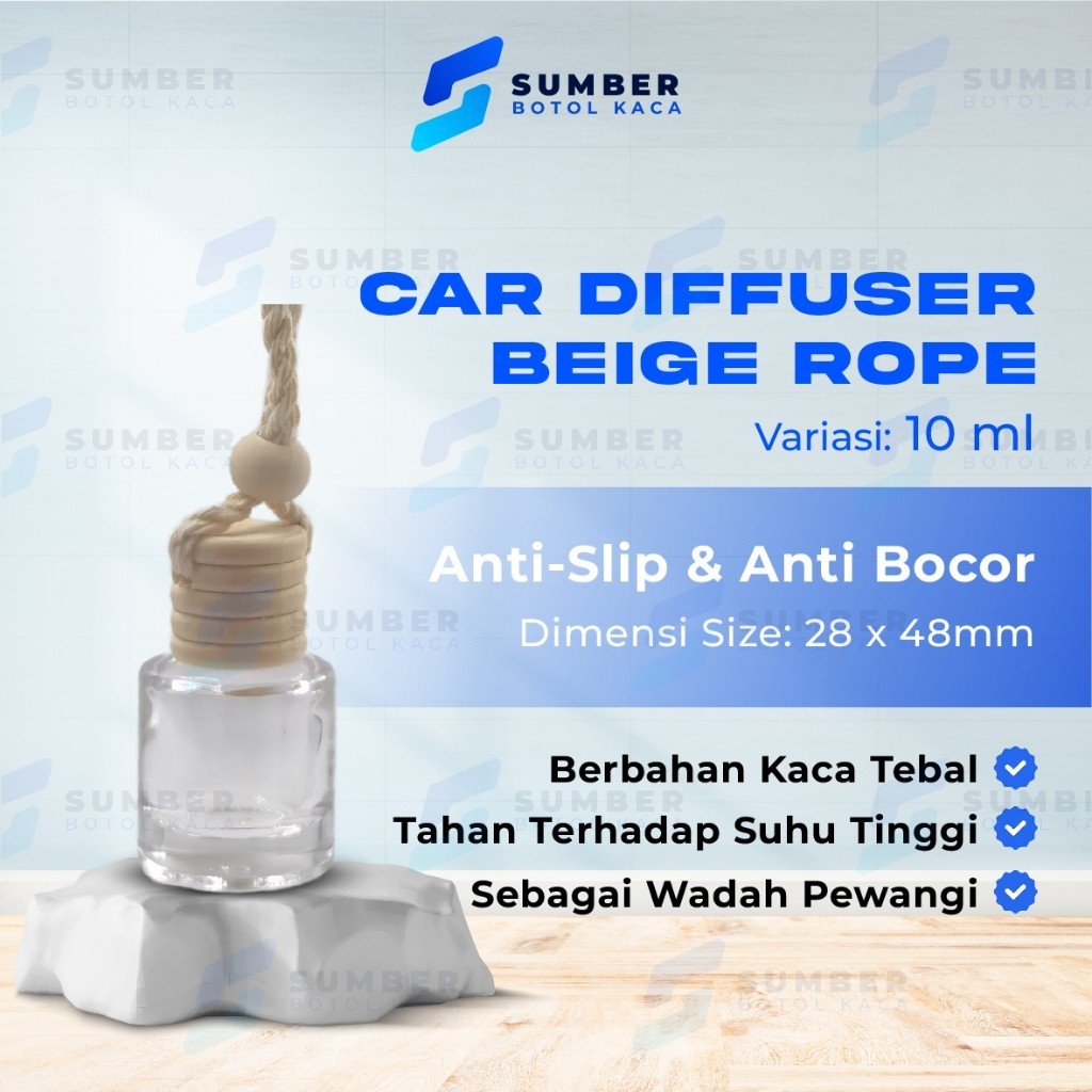 Reseller Center Botol Parfum Mobil Kaca 10ml Tutup Kayu / Car Perfume Diffuser 10ml Round Type Wood 