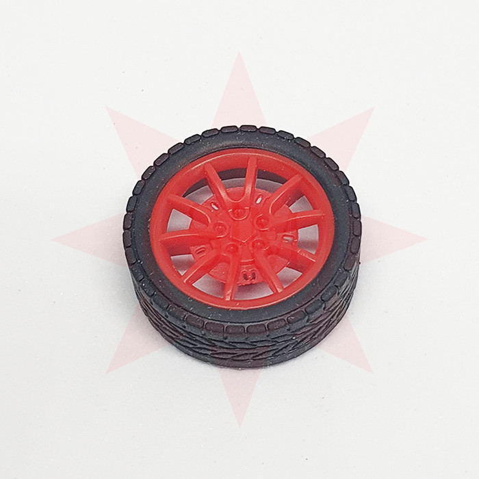 Roda Karet Plastik Merah Mobil Mainan - 1Pcs Roda