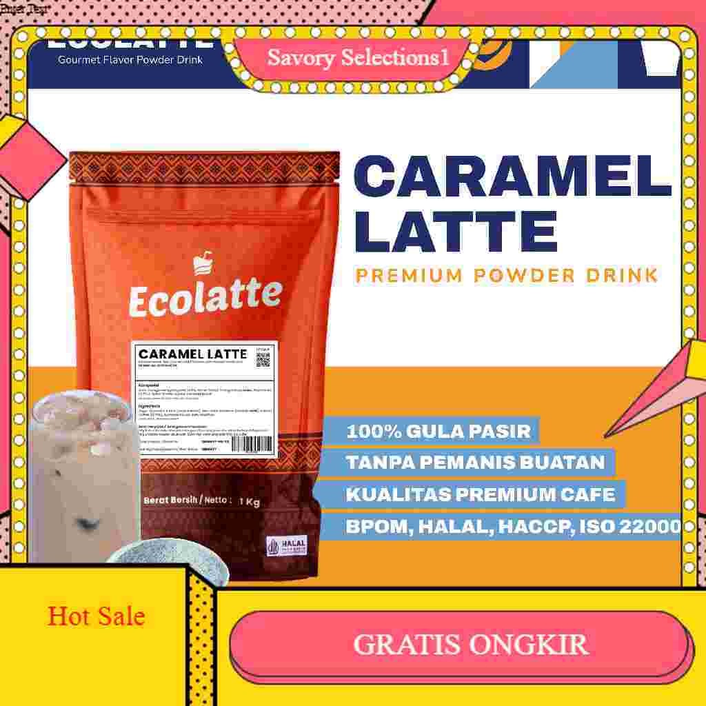 

【SAVORY】 SALE!! ECOLATTE CARAMEL LATTE BUBUK MINUMAN 1 KG PREMIUM Powder Drink Enak Rasa Kopi Caramel