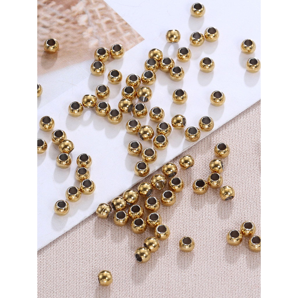 

100pcs Stainless Steel Round Spacer Beads Loose Bead For DIY Bracelets Necklace Beads Jewelry Making Charms