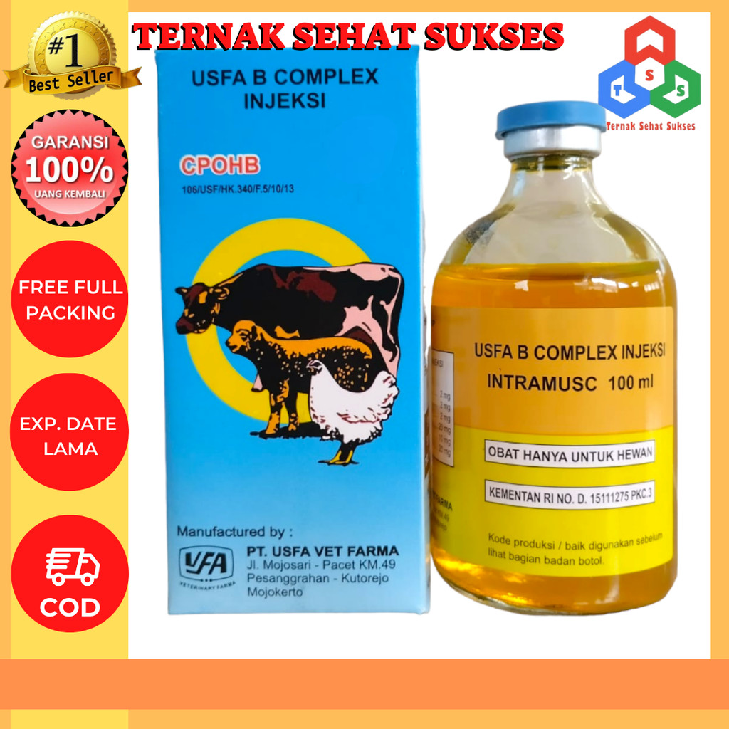 USFA B COMPLEX INJEKSI 100 ml - Vitamin B Kompleks 100 ml Hewan Ternak TSS1