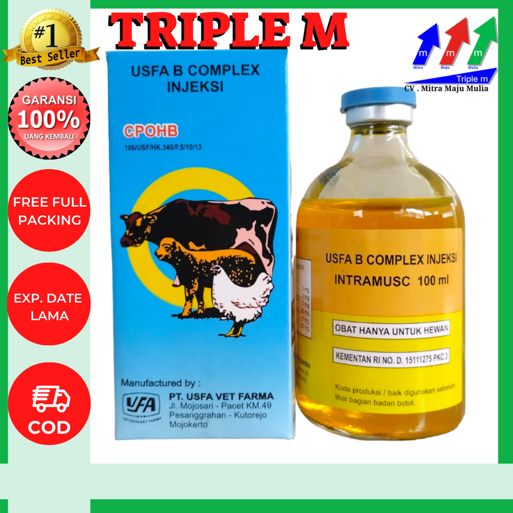 USFA B COMPLEX INJEKSI 100 ml - Vitamin B Kompleks Hewan Ternak 3M