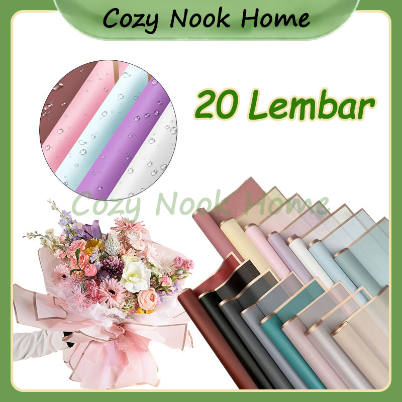 

20 Lembar Kertas Buket Bunga / Flower Wrapping Cellophane / Kertas Buket Bunga List Gold Line Emas