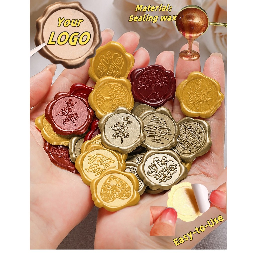 

Personalized wax seals with own design LOGO for Wedding Party Business Brand,Backing self adhesive Custom Wax Seal Stickers