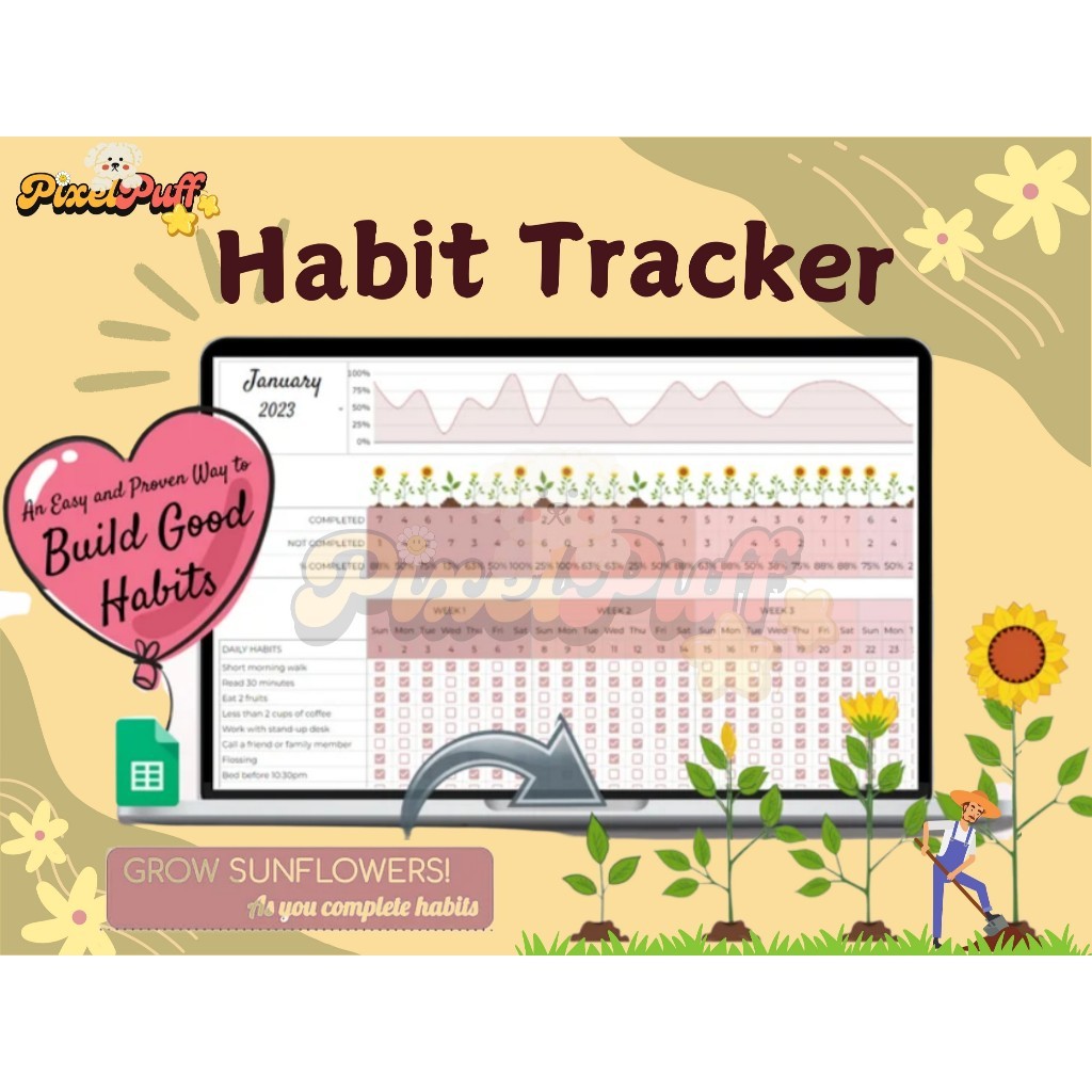 HABIT Tracker Spreadsheet for Google Sheets, Goal Planner, Project Management, ADHD digital planner,