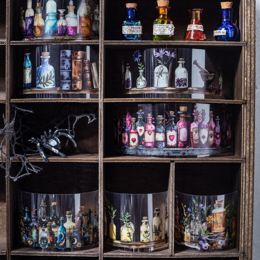 

4cm*2m Gothic witch's potion bottle PET Tapes DIY Scrapbooking Stickers Masking Tape Collage Journal Creative Stationery Tapes
