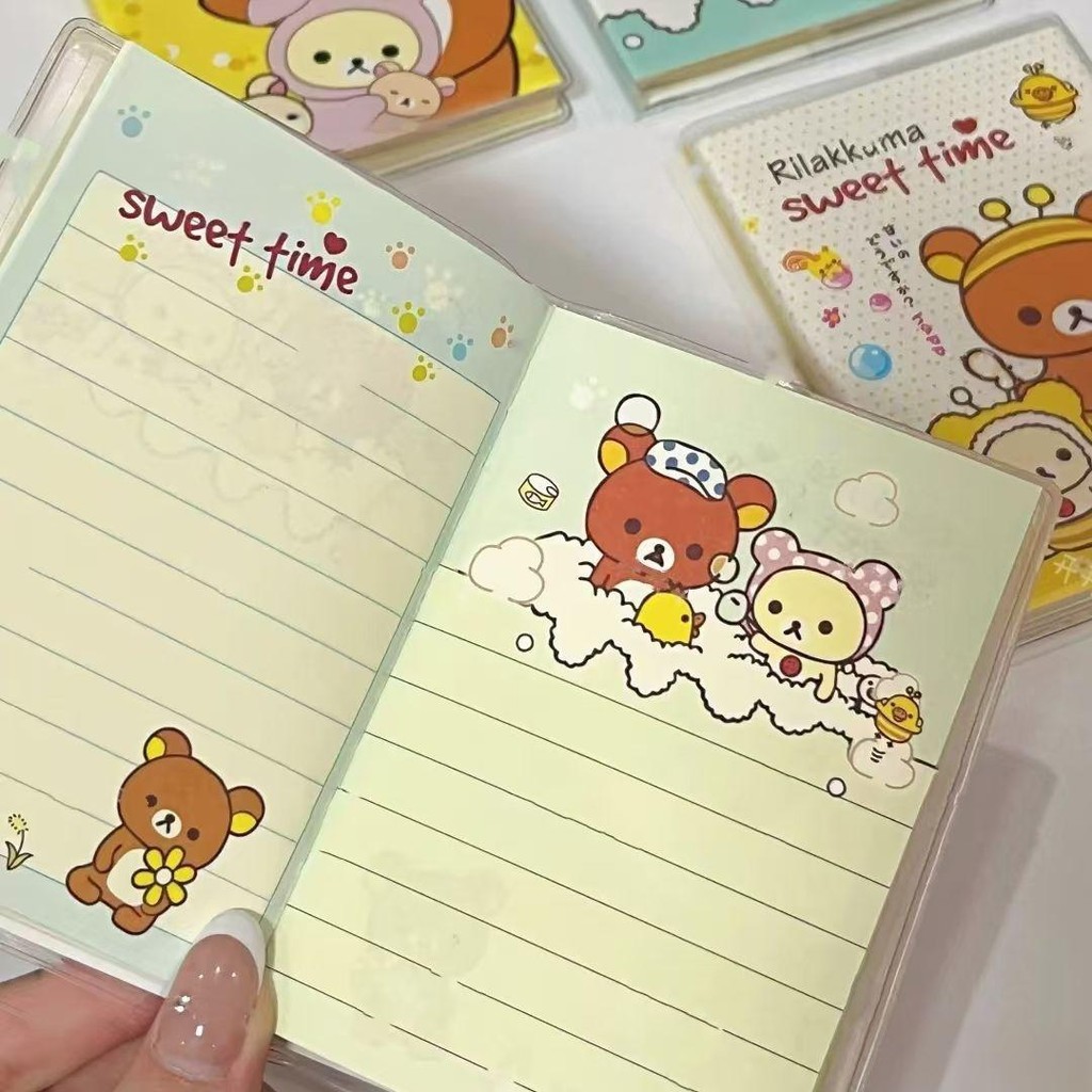 

Mini A7 cartoon notebook full color horizontal line inner page page cute bear illustration pocket notepad kid's booklet