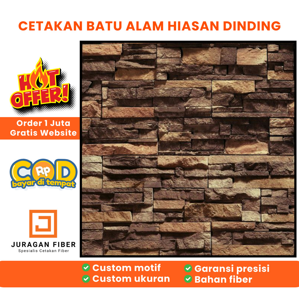CETAKAN BATU ALAM DINDING | BATU ALAM 15x30