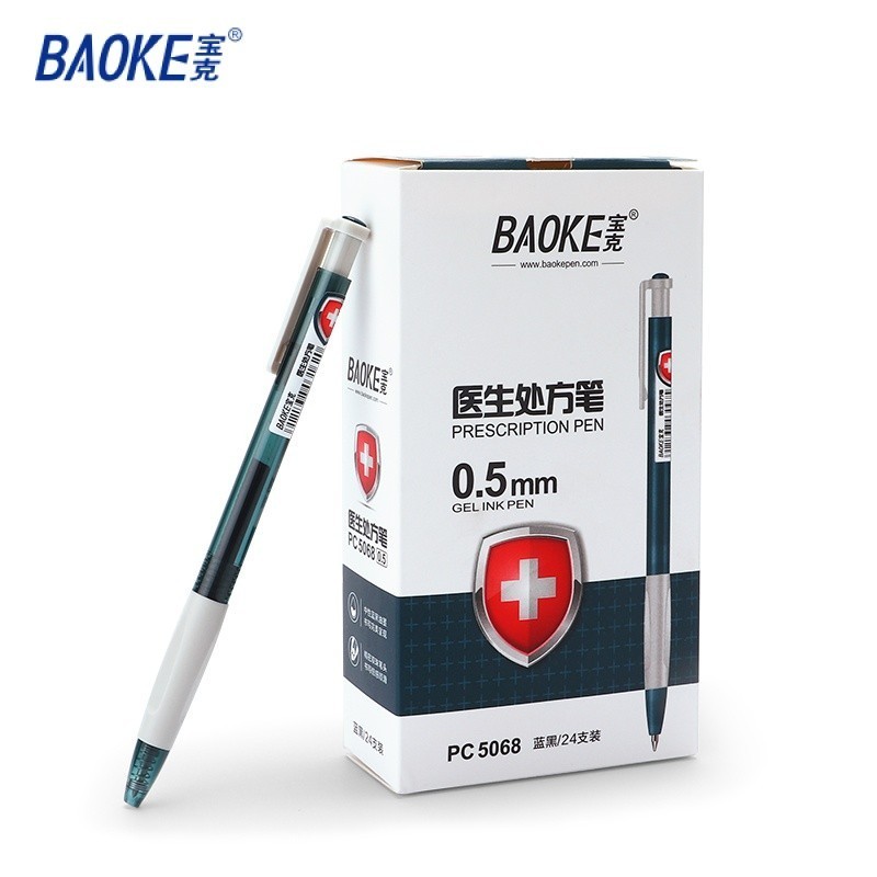

BAOKE Pulpen Gel 0.5mm Retractable Gen Pen Tinta Biru Gelap Pegangan Karet Doctor Pena PC5068