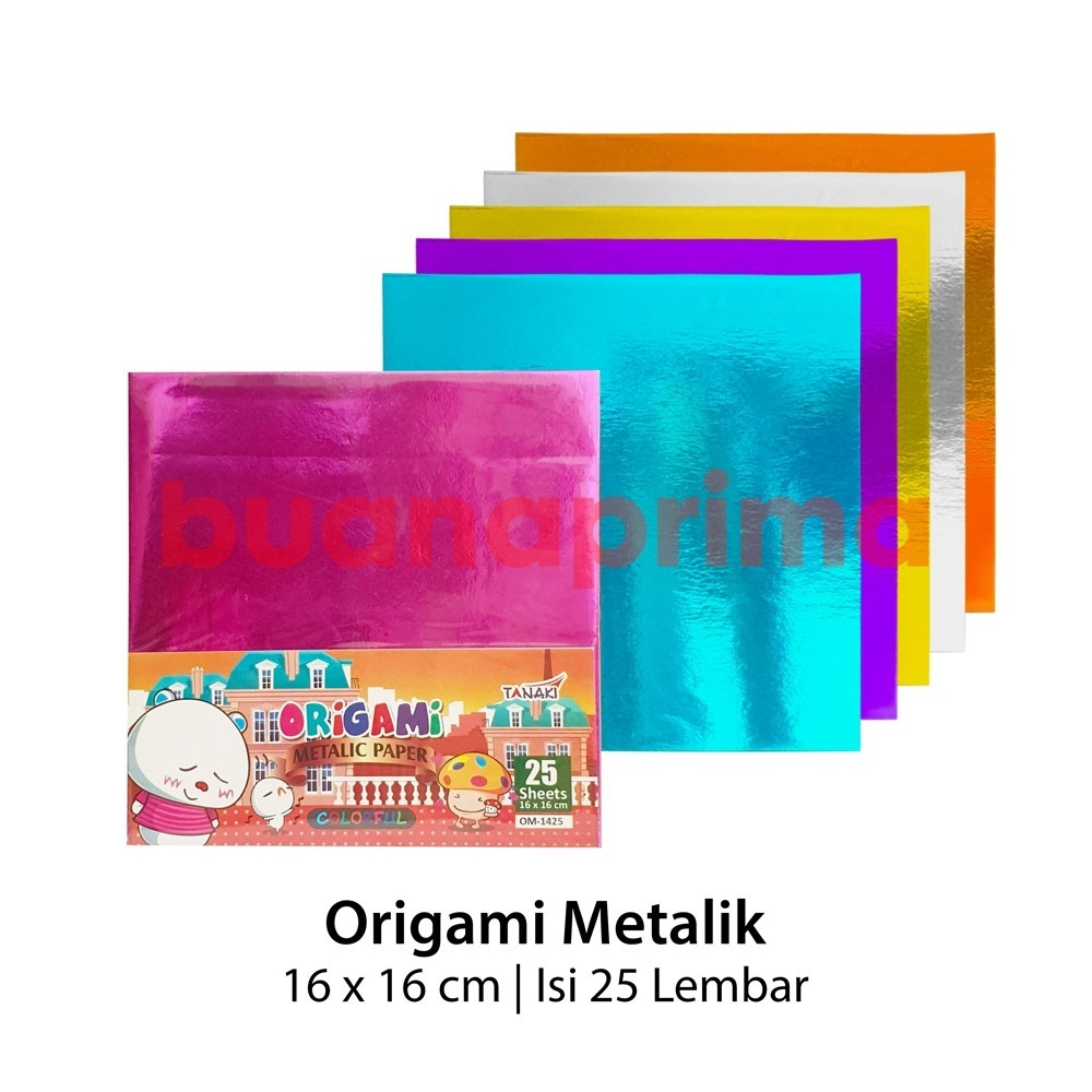 

ACEH.ANG 131704 Origami Metalik Tanaki 4 Ukuran Kertas Lipat 12x12 14x14 16x16 20x20 cm Kilat Metallic Timah