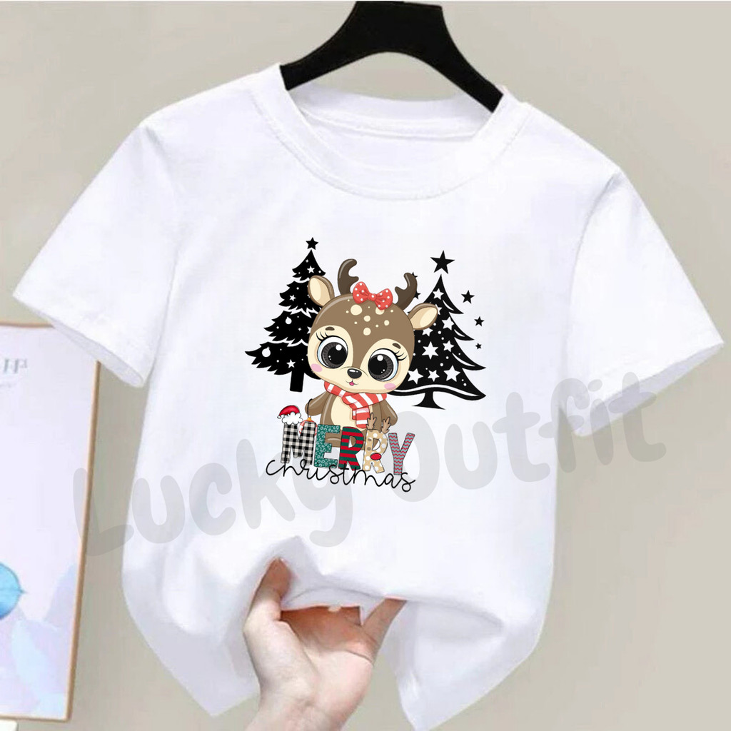 Baju Natal Anak Perempuan 11 Tahun / Kaos T Shirt Natal Anak Laki Laki Import 12 Tahun Custom Sablon